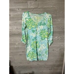 Lilly Pulitzer S Pima Cotton Wave‎ Rider Green Lagoon Palmetto Dress Small